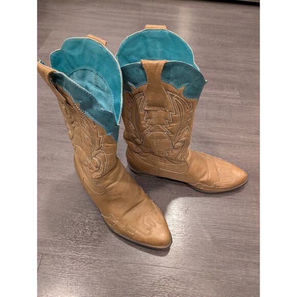 Coconuts cowgirl boots tan turquoise western Matisse Cimmaron SZ 8 M - Picture 3 of 9